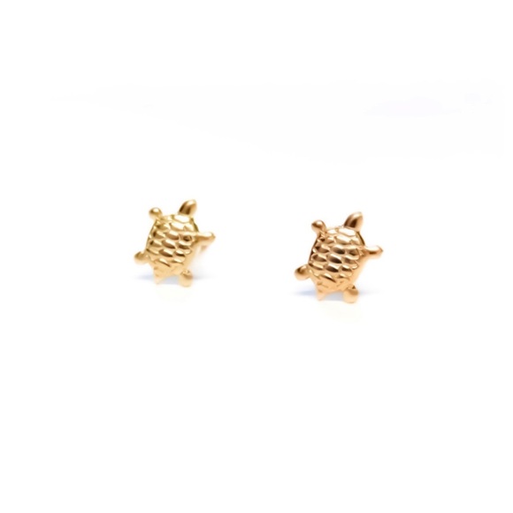 925 Sterling Silver or Gold Turtle Stud Earrings for Earlobes and/or Cartilage - Picture 3 of 9
